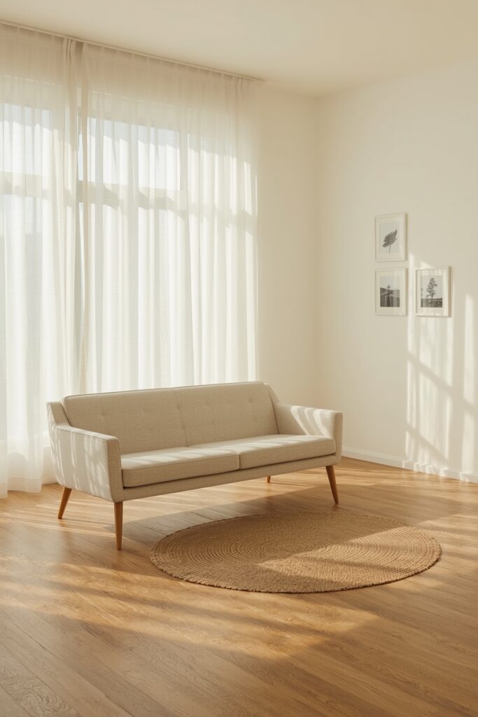 Floating Sofa Against a Window Wall