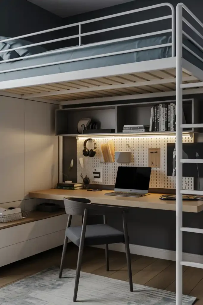 Loft Bed with Built-In Desk Station