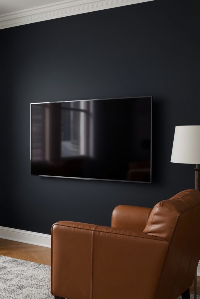 Dark Accent Wall to Disguise the TV