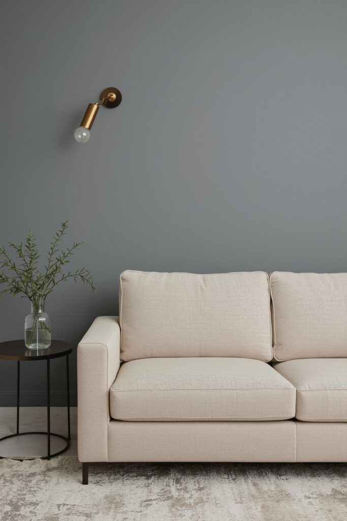 Armless Sofa with Wall-Mounted Lamps