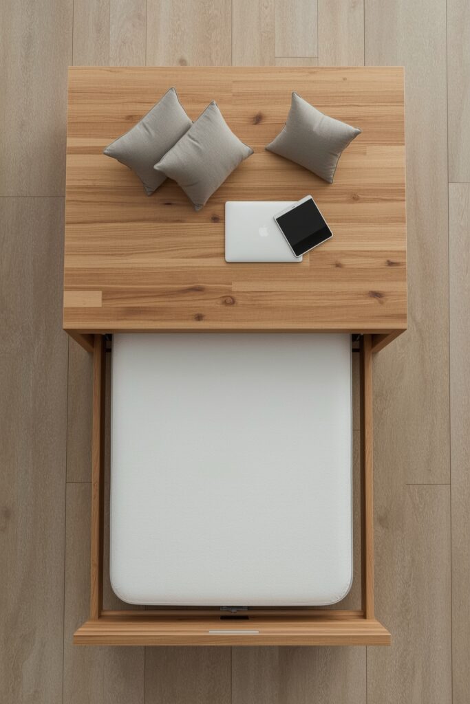 Hidden Bed Beneath Raised Floor Platform