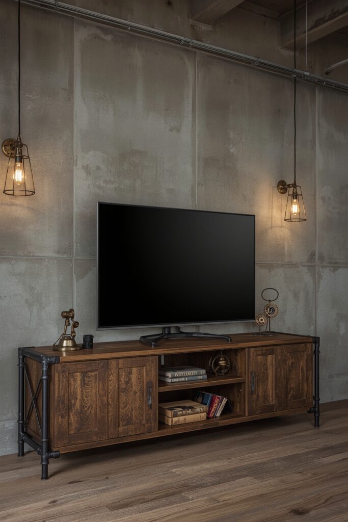 Industrial Pipe Frame Media Stand