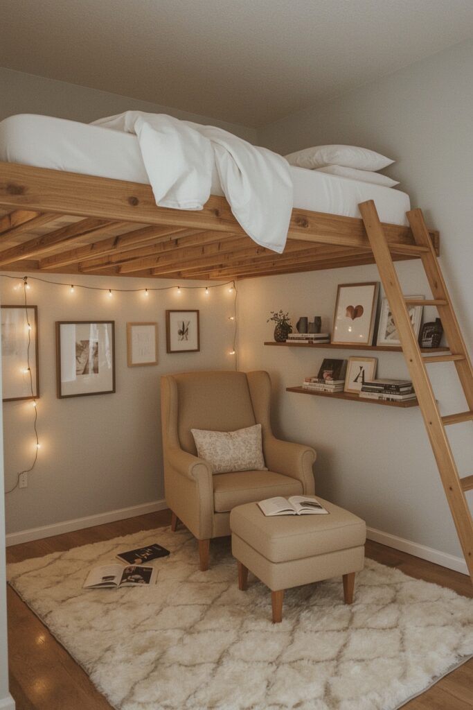 Loft Bed Over Cozy Reading Nook