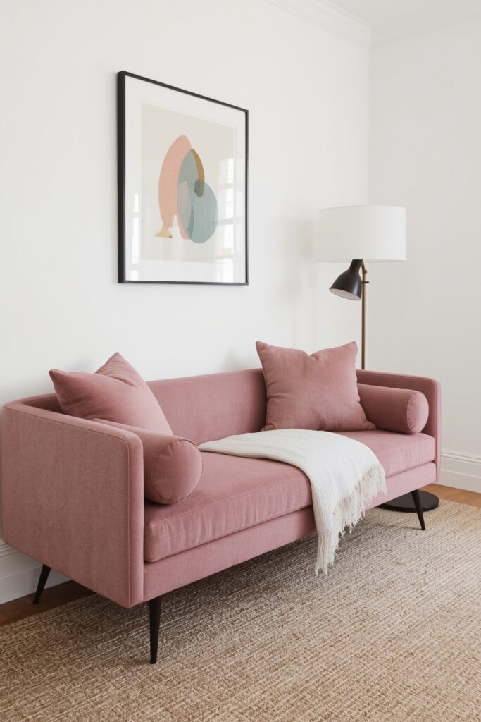 Daybed-Style Couch with Bolster Pillows