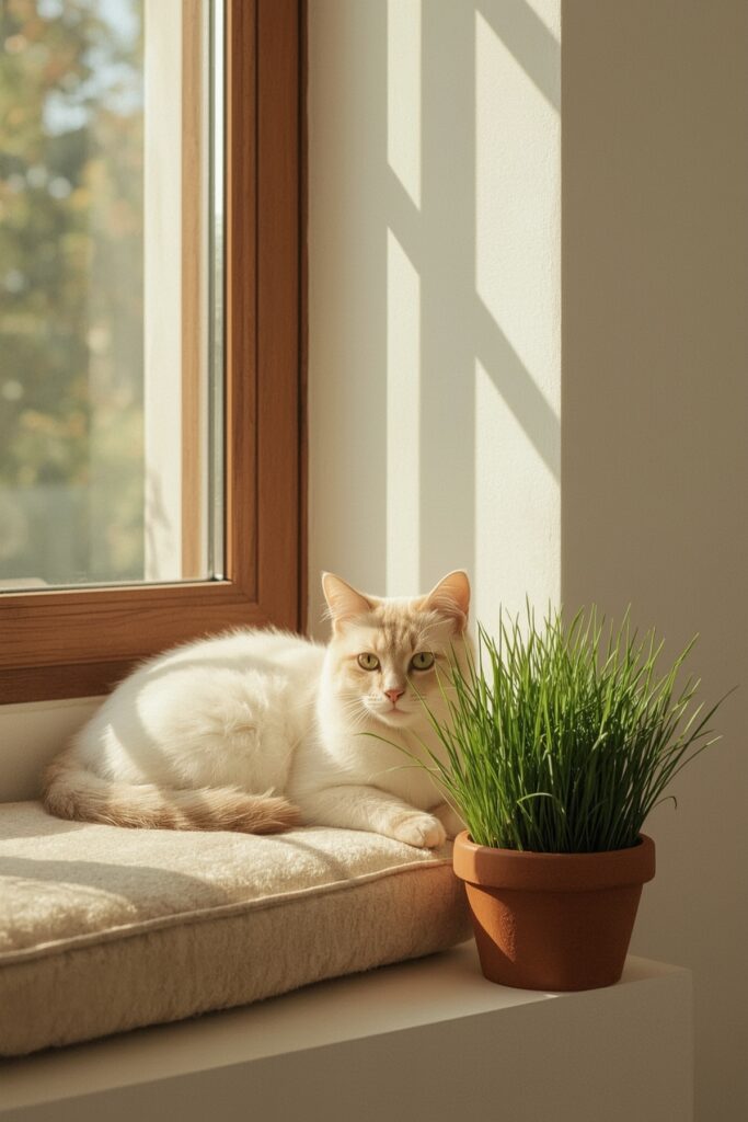 Miniature Window Nook with Cat Grass Planter