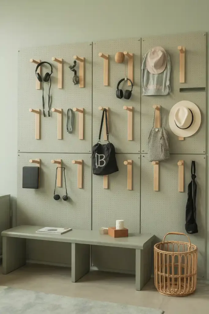 Pegboard Accent Wall for Shared Gear