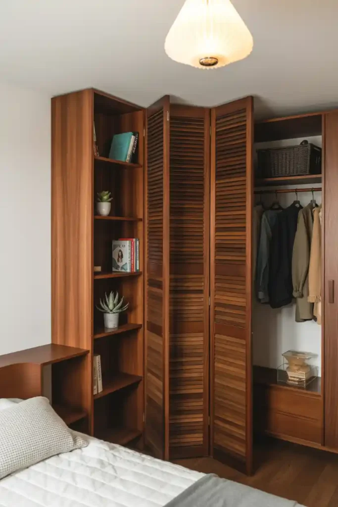 Accordion Room Divider That Doubles as Bookshelf