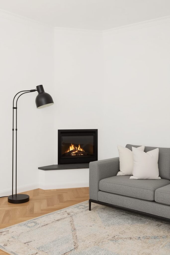 Corner Fireplace with Diagonal Layout
