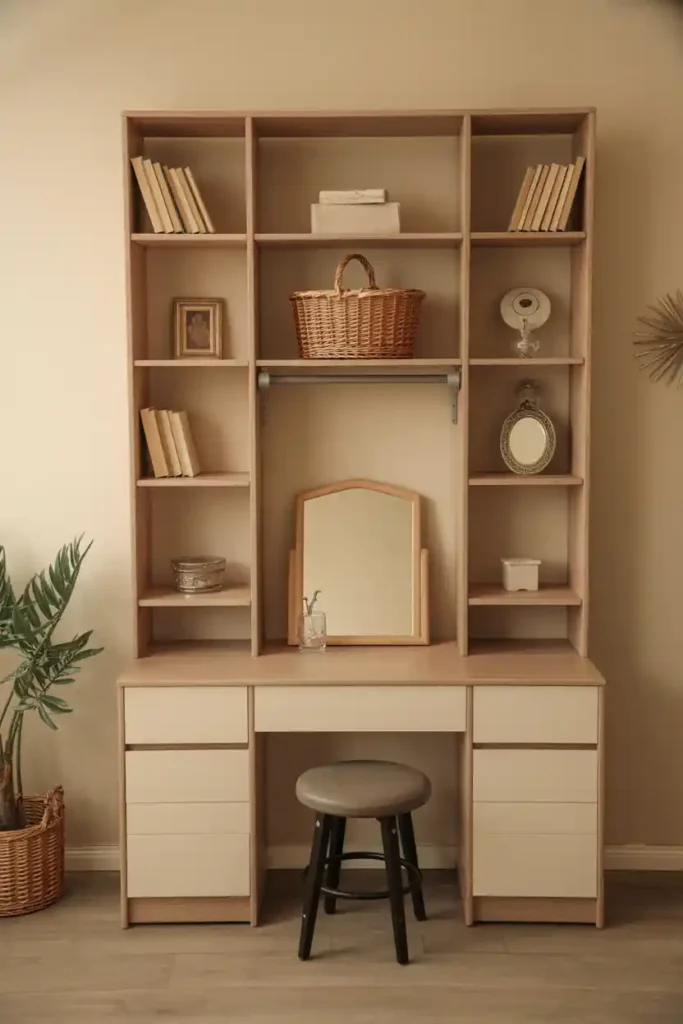 Dual-Purpose Bookshelf Vanity Cubby