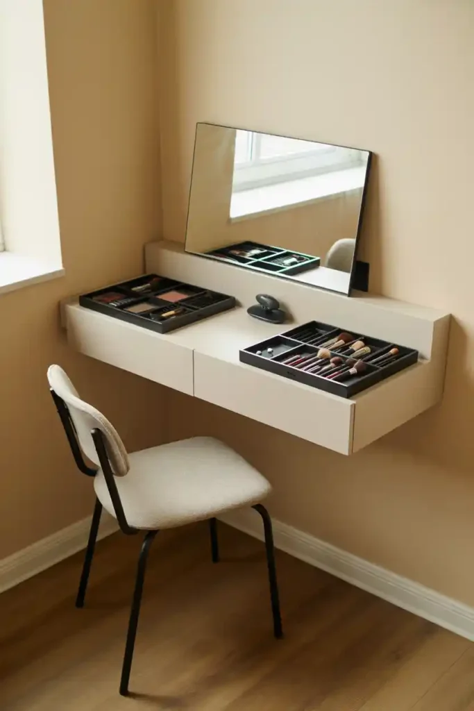 Fold-Away Vanity Mirror Table