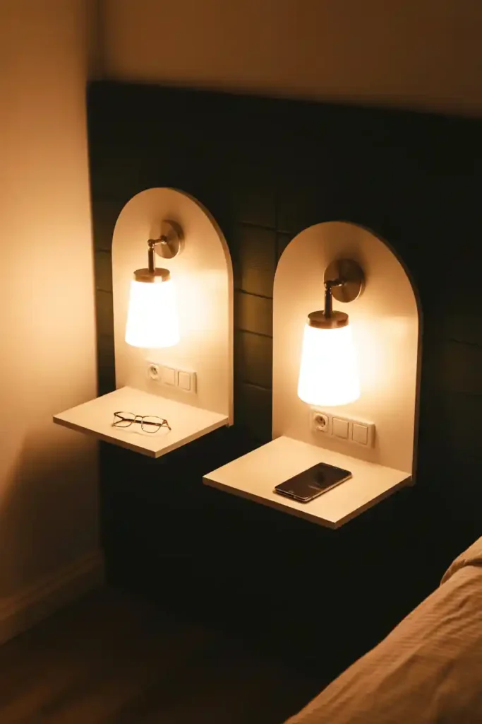 Bedside Wall Sconces With Shelves
