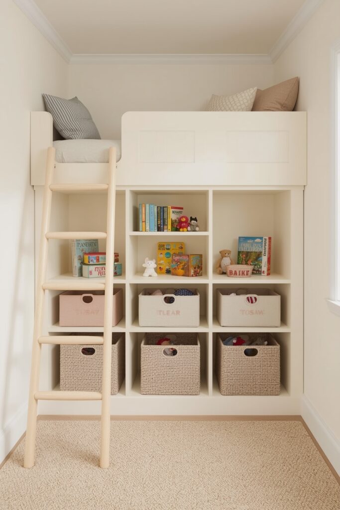 Double-Decker Storage Bed with Ladder Access
