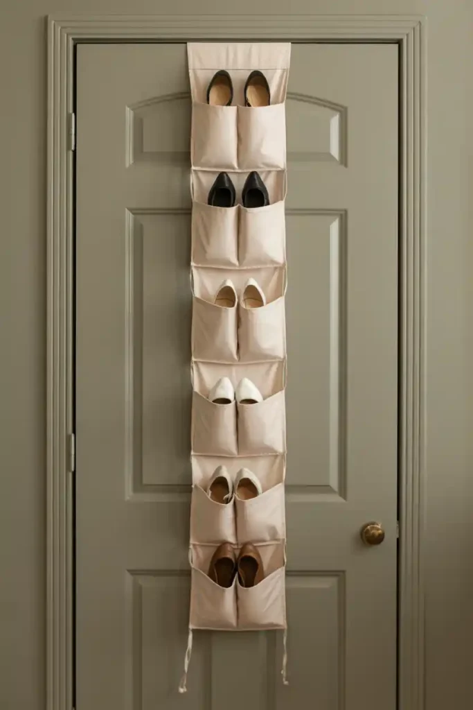 Over-Door Shoe Organizers for Shared Footwear