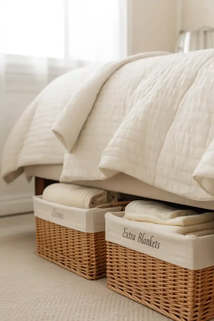 Skirted Bed Base to Conceal Baskets