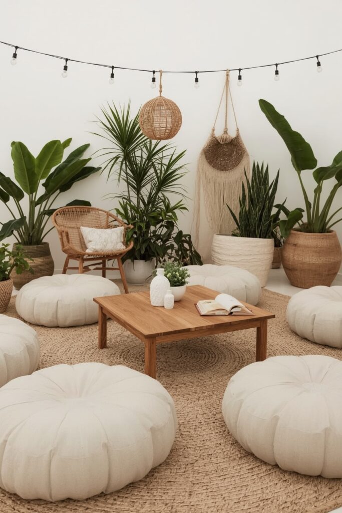 Sleek Floor Cushions and Low Furniture