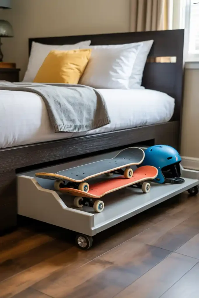 Under-Bed Skateboard Rack
