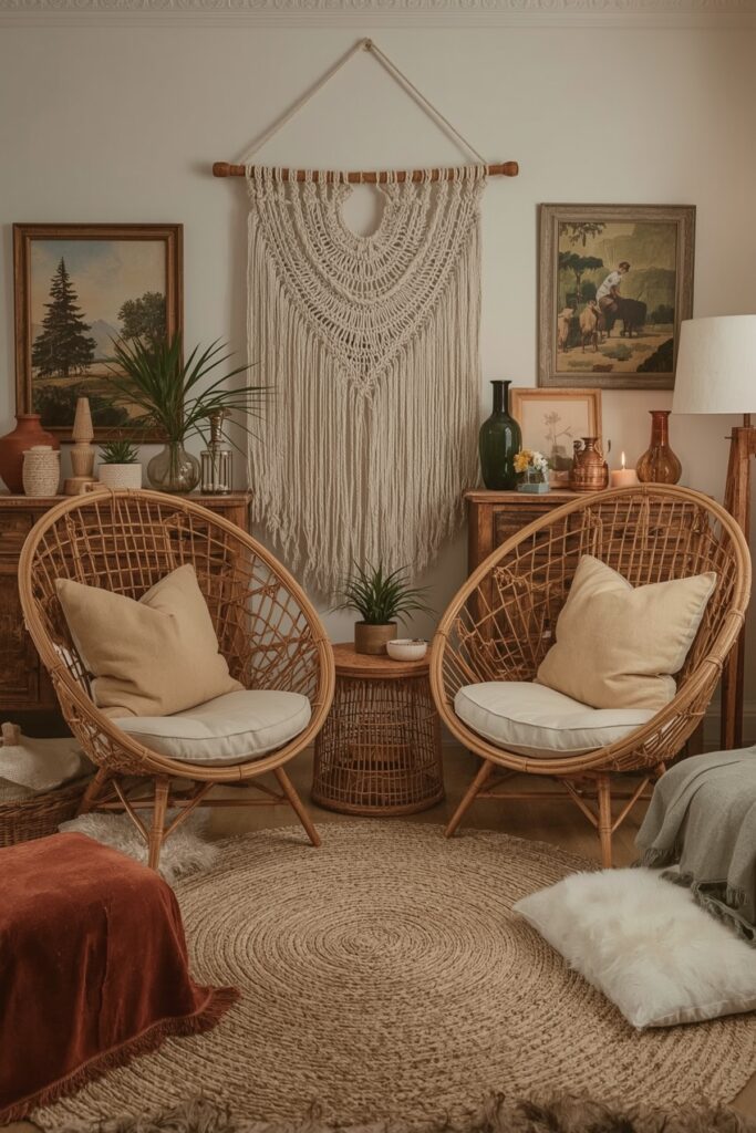 Boho Lounge with Rattan Accents