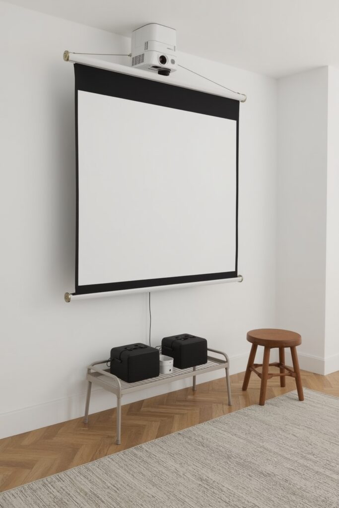 Collapsible Projector Stand and Screen Shelf