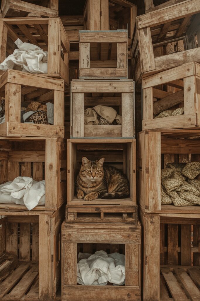 Reclaimed Crate Cat Condo with Storage