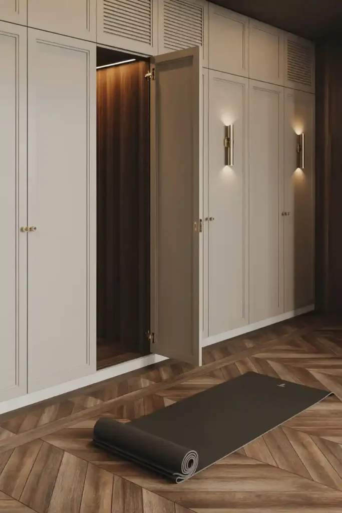 Collapsible Fold-Out Yoga-Mat Cabinet