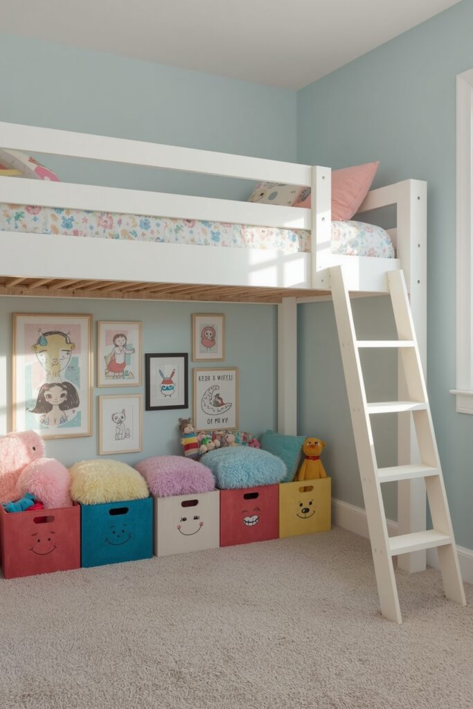 Tiny House Loft with Fold-Up Ladder