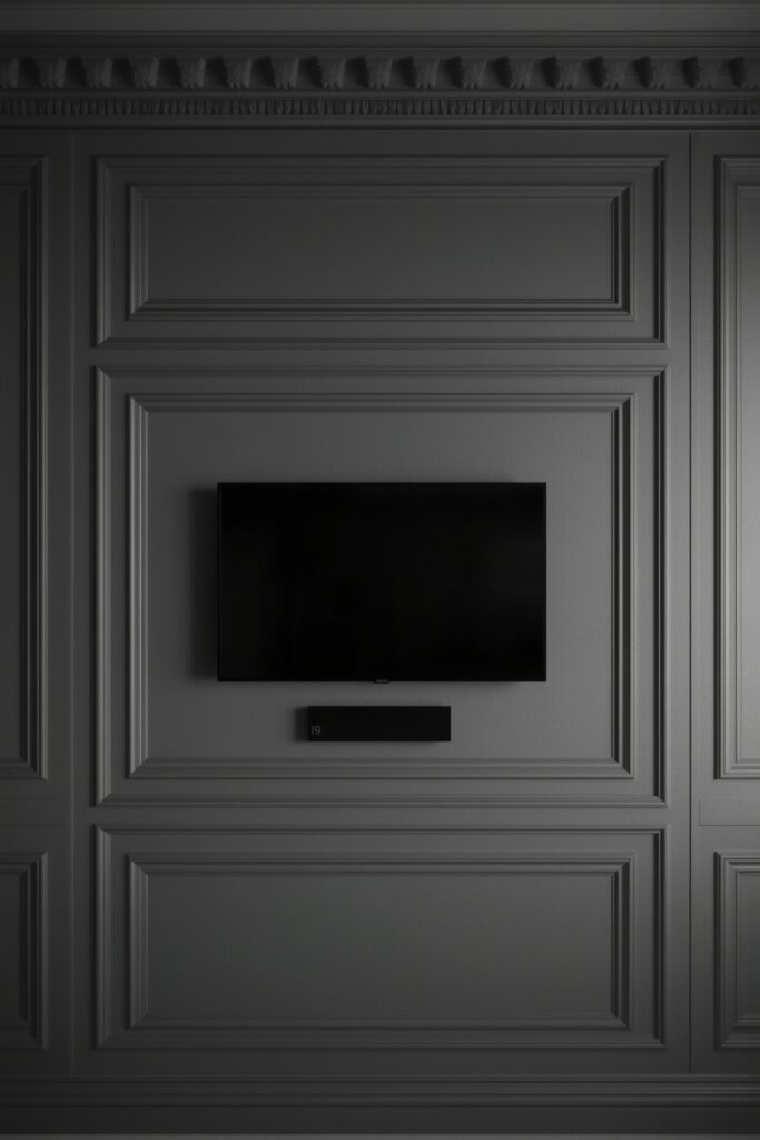 TV Mounted in a Decorative Panel Frame