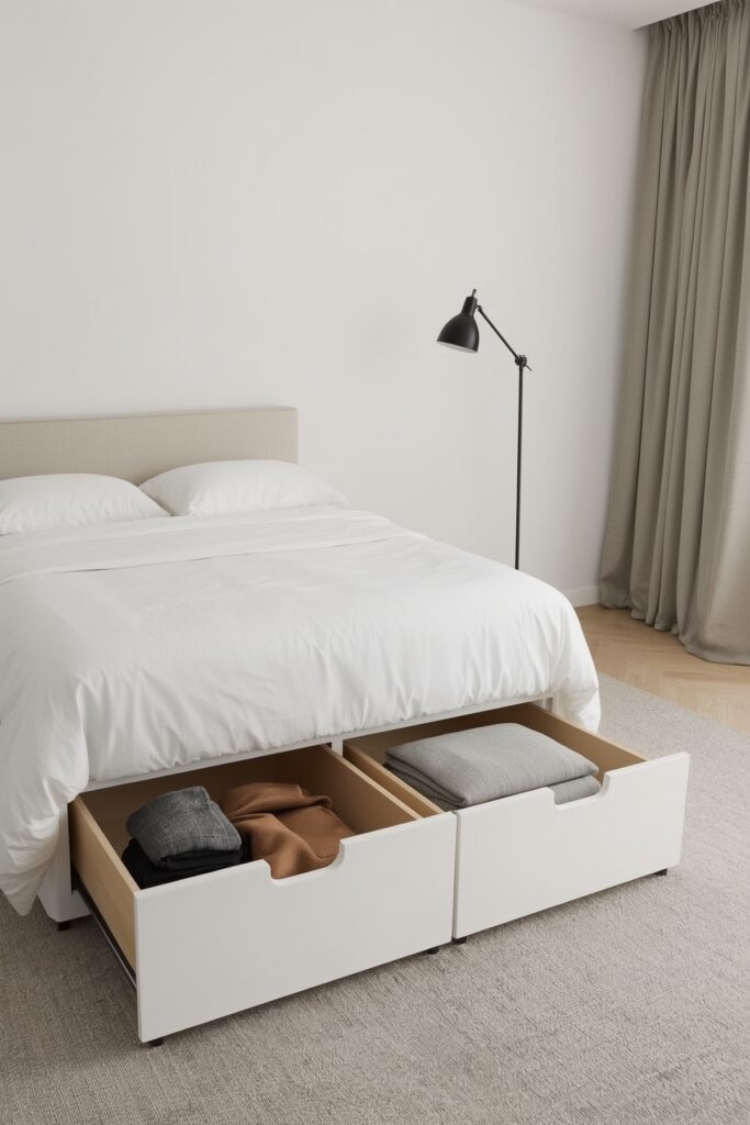 Under-Bed Storage Drawers in a Tidy Sleeping Zone