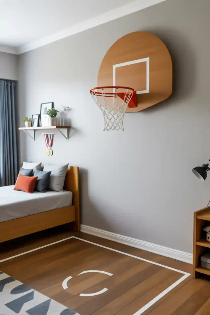 Wall-Mounted Flip-Down Basketball Hoop