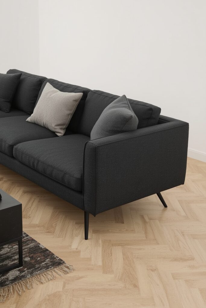 Armless Tuxedo Couch for Wall-Free Flow
