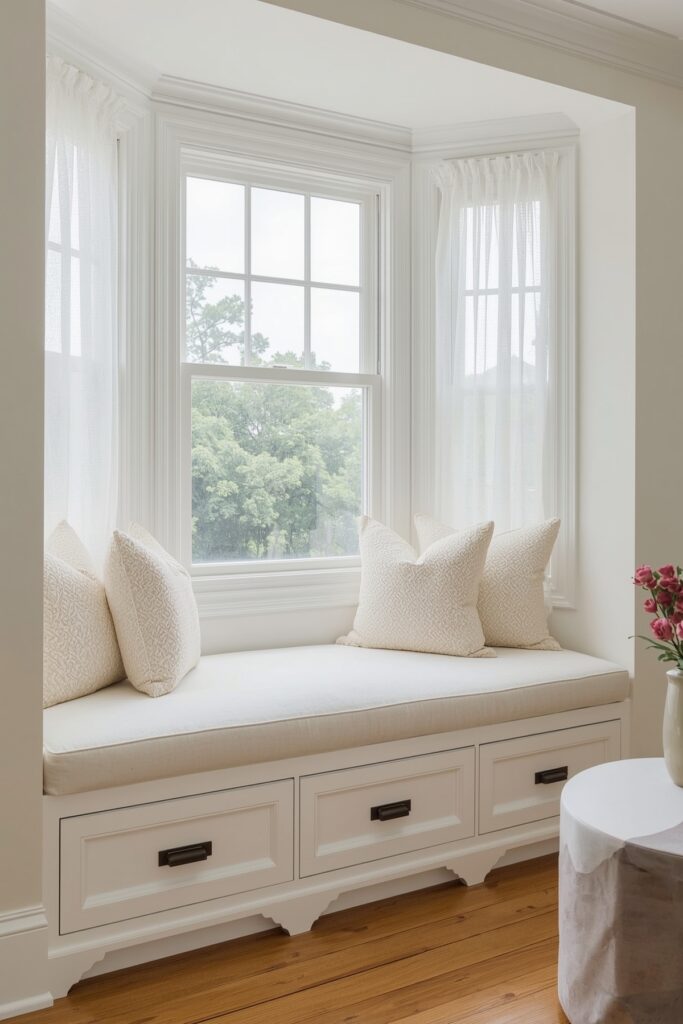 Bay Window Seating with Storage Drawers