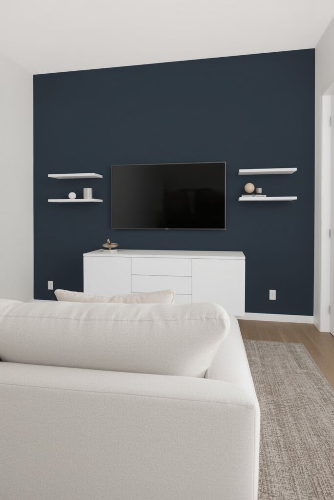 Accent Wall Behind Compact Media Center