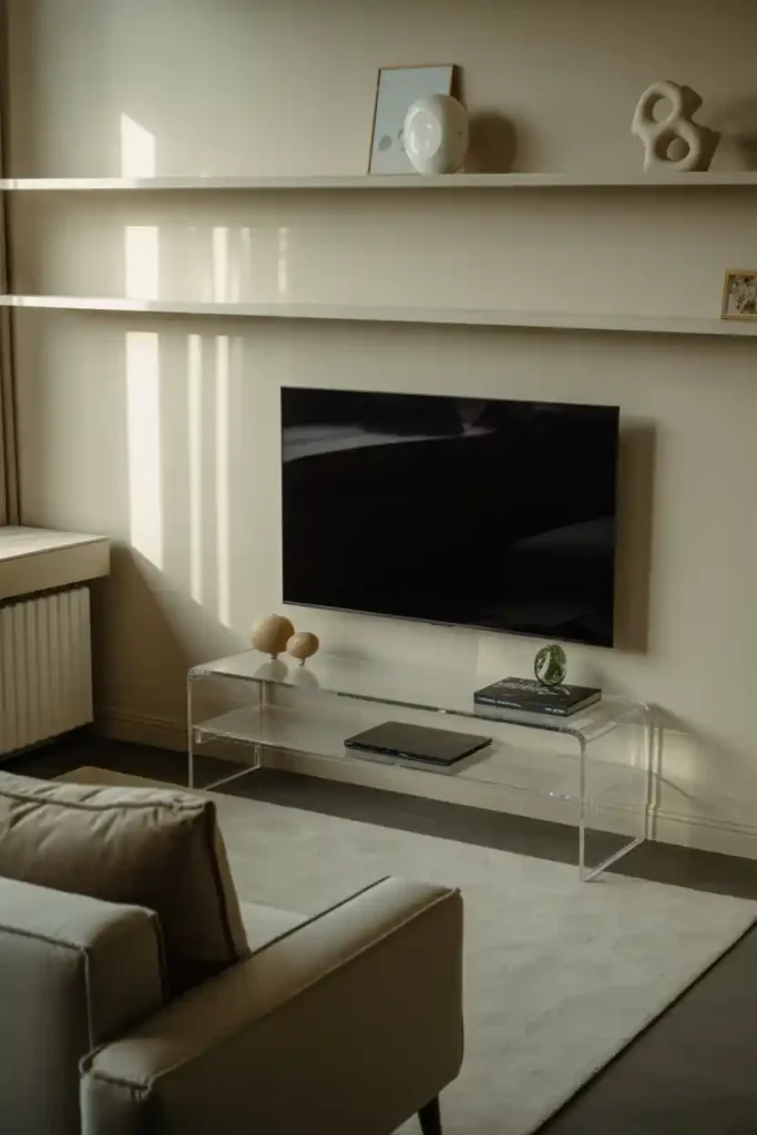 Clear Acrylic Console Under the TV