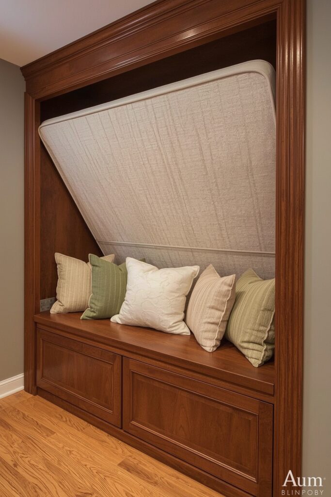Fold-Down Wall Bed with Bench Seat
