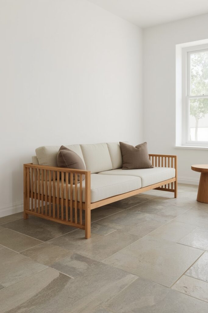 Open-Base Wood-Framed Sofa