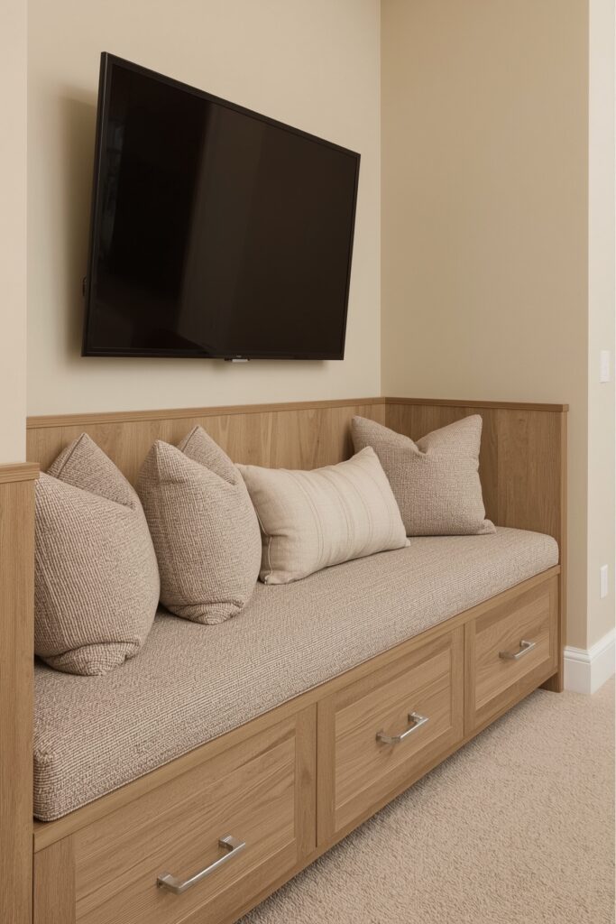Built-In Banquette Facing TV Wall