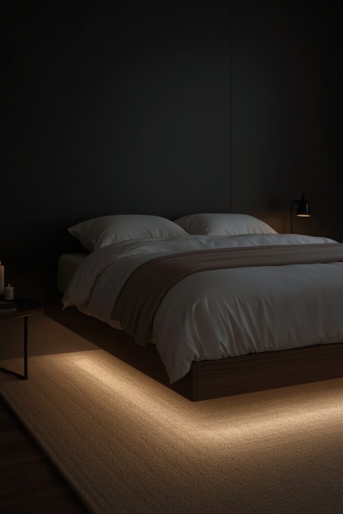 Floating Bed Frame with LED Underlighting