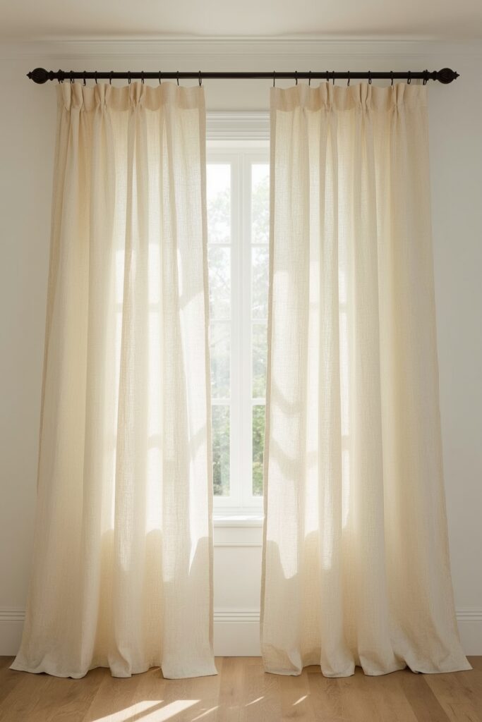 High-Mounted Curtains Flowing to the Floor
