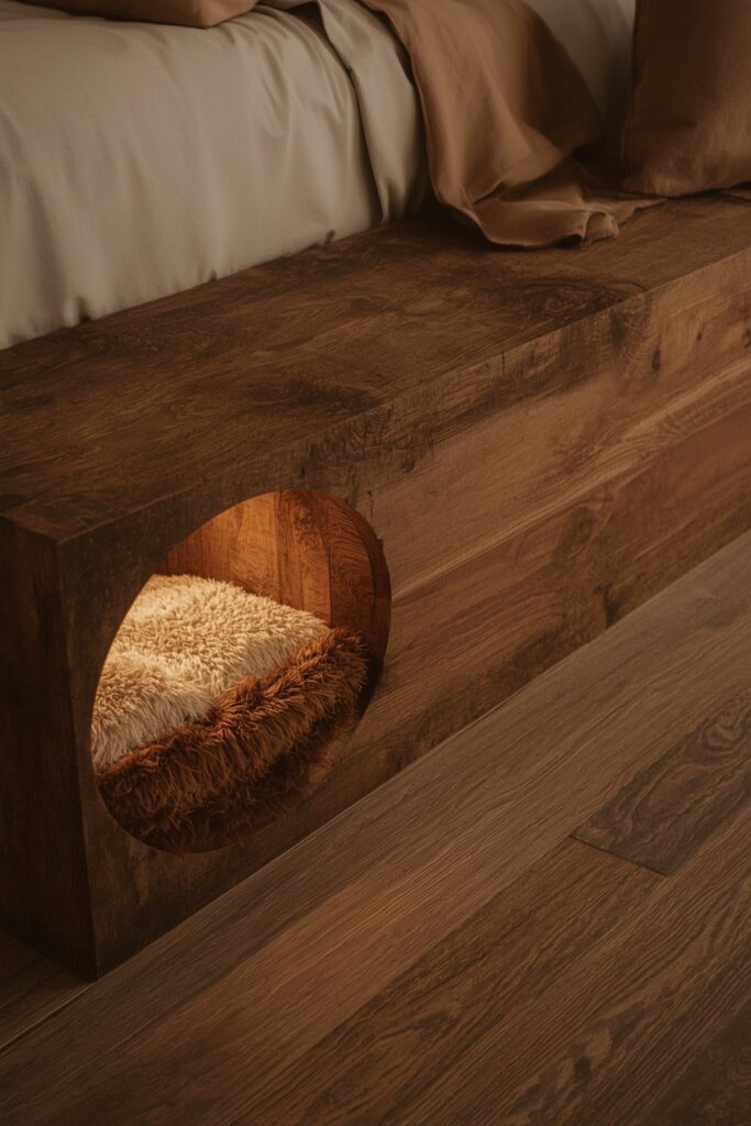 Custom Bedside Bench with Hidden Cat Cave