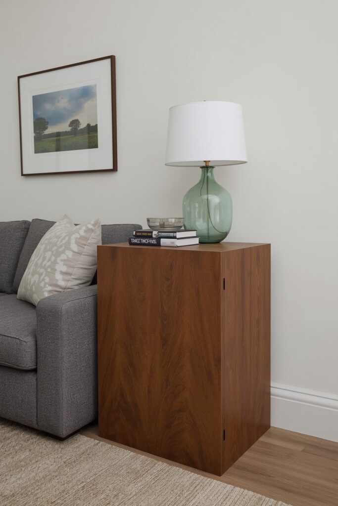Slim Console Table Behind a Couch with Simple Decor