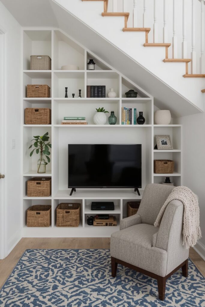 Under-Staircase TV Setup