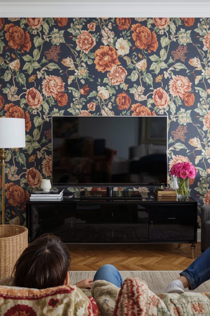 Bold Wallpaper to Distract from the TV