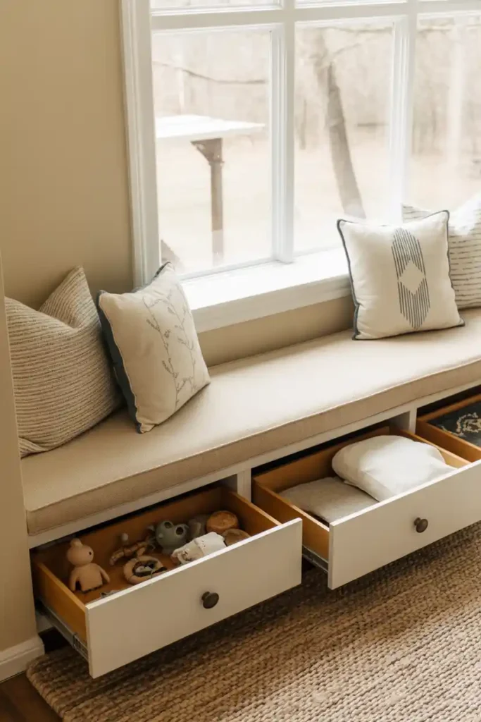 Built-In Window Seat With Drawers