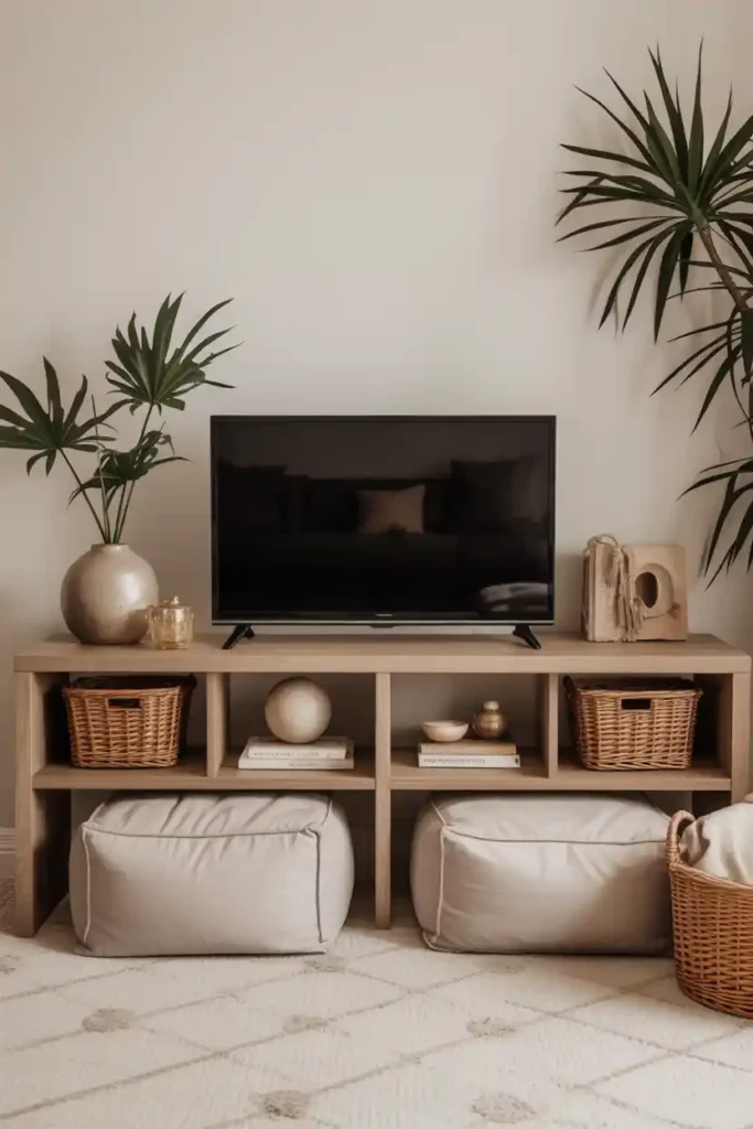 Console Table with Underneath Pouf Storage