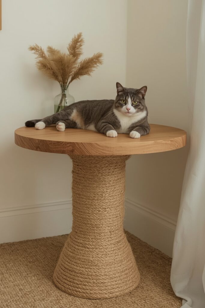 Rope-Wrapped Table Legs as Scratch Posts