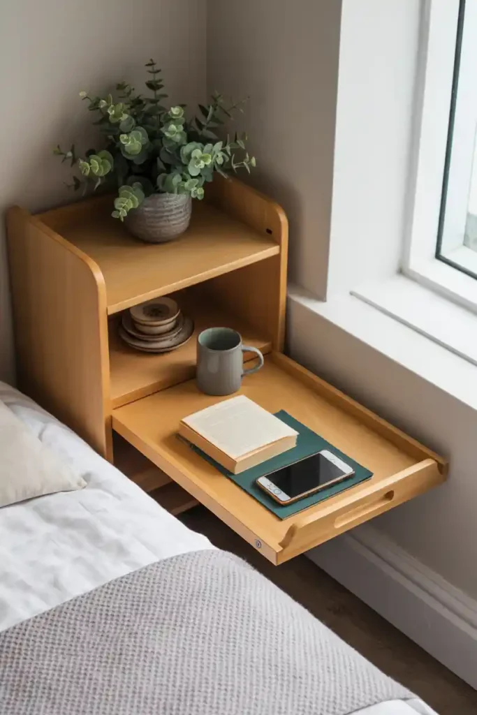 Slide-Out Keyboard Tray Used as Nightstand