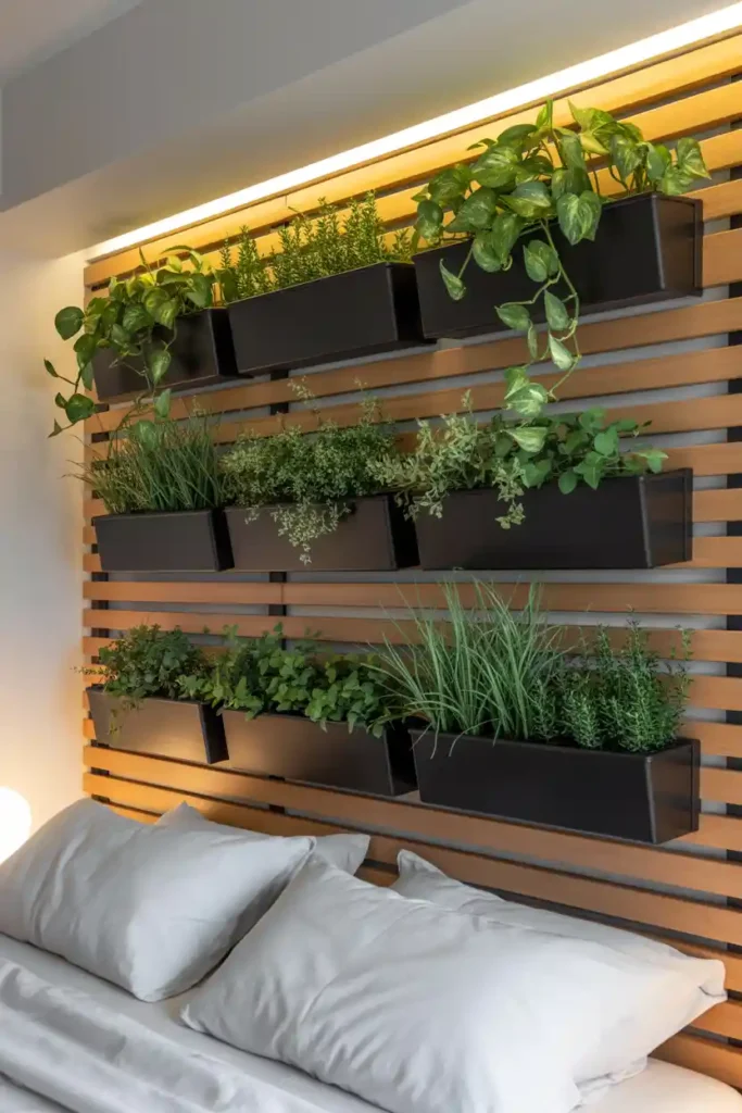 Vertical Garden Headboard for Airy Ambience