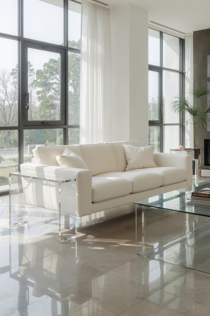 Acrylic Leg Sofa for a Floating Effect