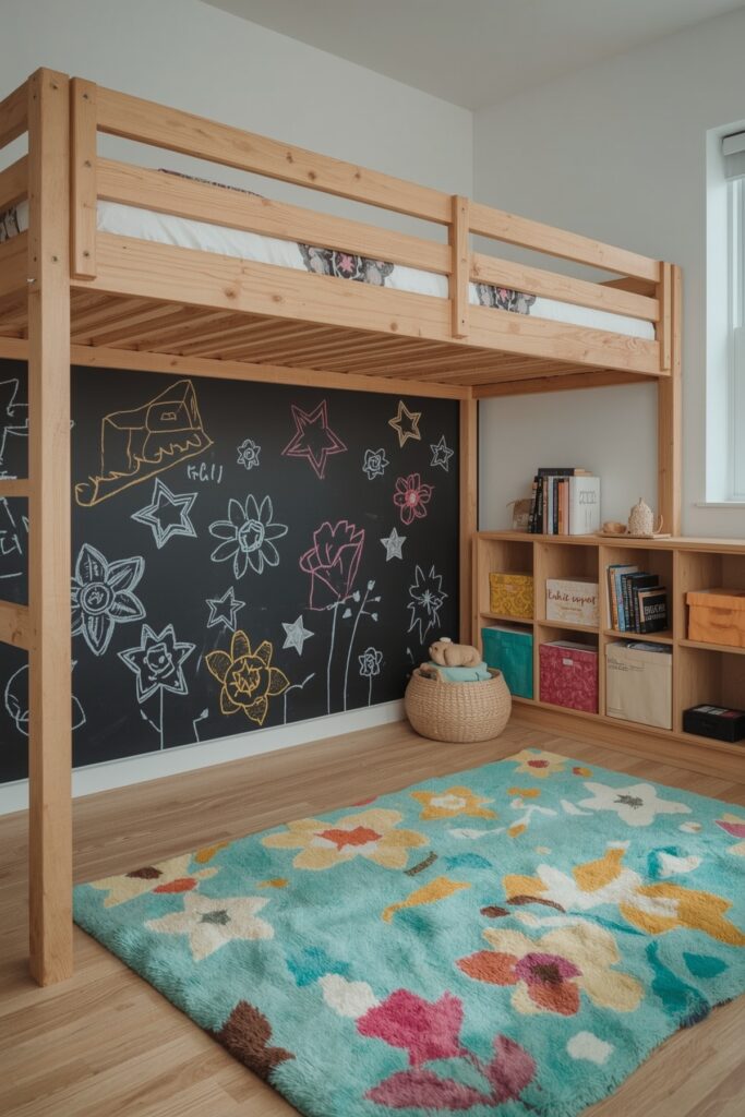Artistic Loft with Built-In Chalkboard Wall
