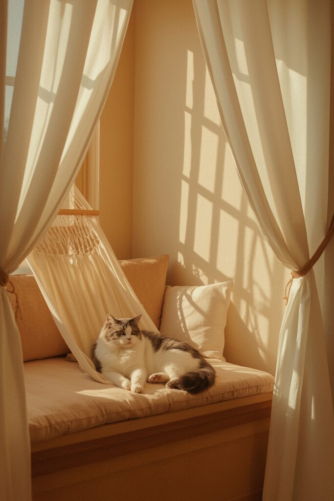 Hammock Under Window Bench for Lounging