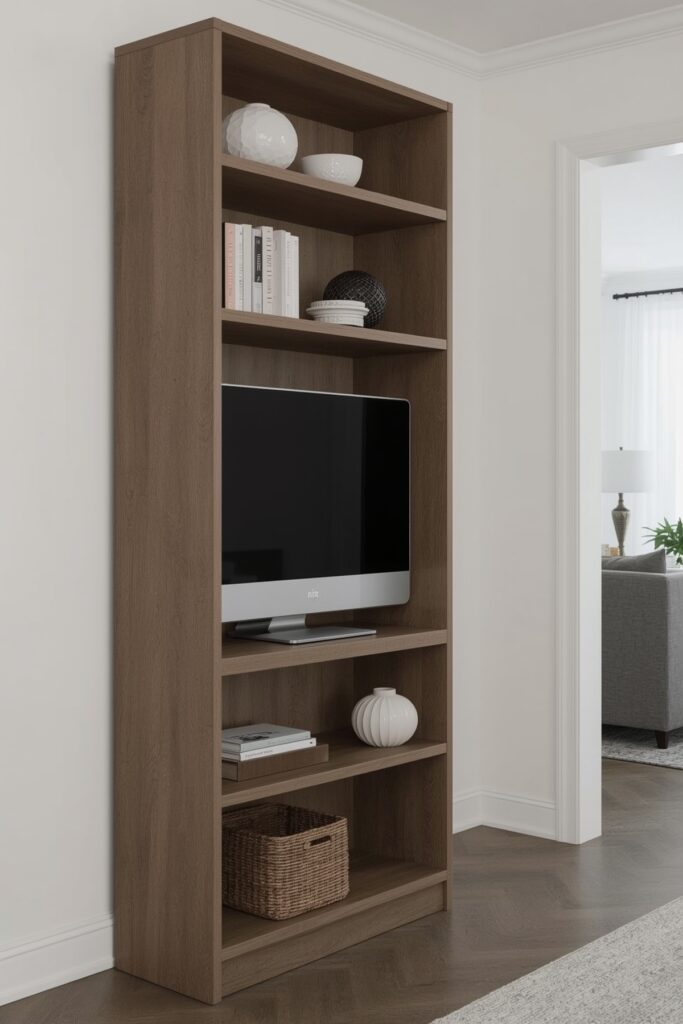 TV on a Narrow Room Divider Shelf